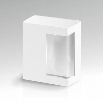 White Blank Cardboard Rectangle . Realistic Mock Up White Package Box. 스톡 일러스트