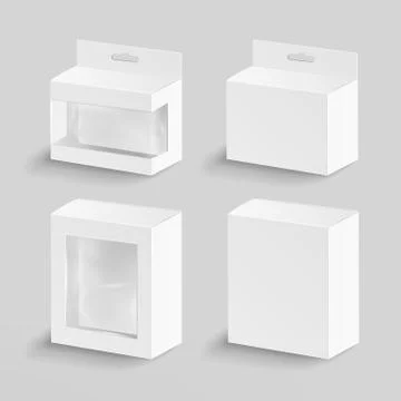 White Blank Cardboard Rectangle Vector. Realistic Mock Up White Package Box 스톡 일러스트