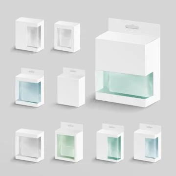 White Blank Cardboard Rectangle Vector. White Package Box With Transparent 스톡 일러스트