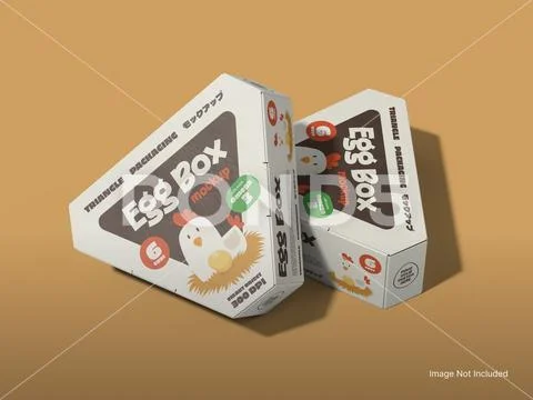 White Blank Cardboard Triangular Box Mockup 3D Rendering Eggs Packaging PSD Template