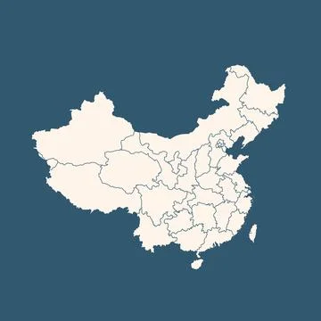 White blank China map isolated on blue. illustration. Stock Illustration