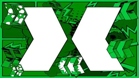 White, Blank Comic book arrow on green background poster. Comics abstract S.. Stock Illustration