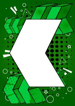 White, Blank Comic book arrow on green background poster. Comics abstract S.. Stock Illustration