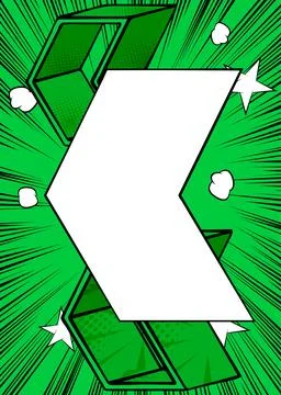 White, Blank Comic book arrow on green background poster. Comics abstract S.. Stock Illustration