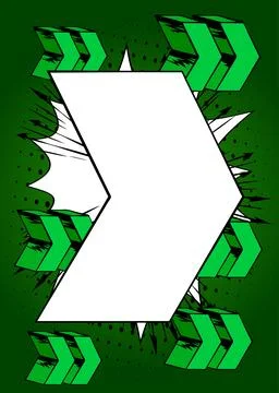 White, Blank Comic book arrow on green background poster. Comics abstract S.. Stock Illustration