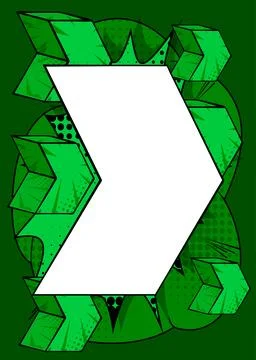 White, Blank Comic book arrow on green background poster. Comics abstract S.. Stock Illustration
