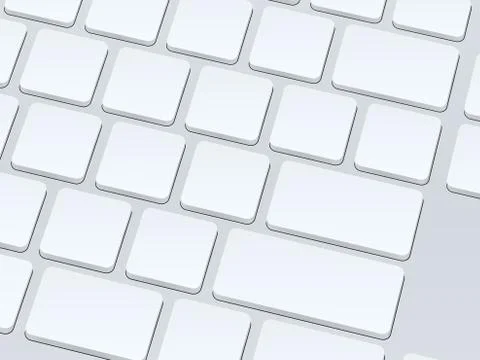 White blank computer keyboard. Close up image. Vector illustration background Stock Illustration