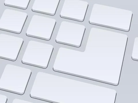 White blank computer keyboard. Close up image. Vector illustration background Stock Illustration