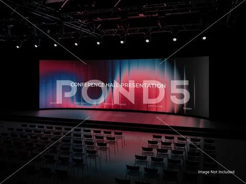White Blank Curved Scene Mockup on Conference Hall 3D Rendering Realistic Modèle PSD