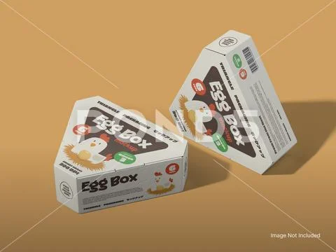 White Blank Egg Box Mockup Triangular Carton Package PSD Template