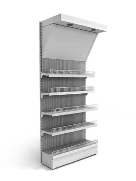 White Blank Empty Showcase 3d render on white Stock Illustration