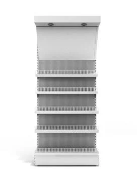 White Blank Empty Showcase 3d render on white Stock Illustration