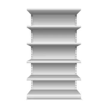 White Blank Empty Showcase Displays With Retail Shelves Stock Illustration