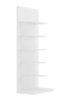 White blank empty showcase displays with retail shelves front view 3D rendering 스톡 일러스트