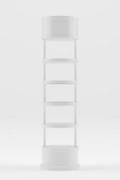 White blank empty showcase displays with retail shelves front view 3D rendering Stock-Illustration