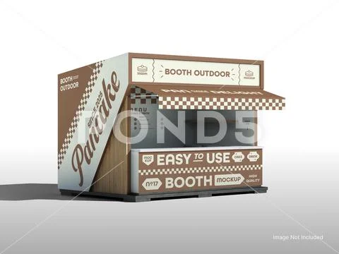 White Blank Event Food Booth Outdoor Mockup 3D Rendering Template PSD