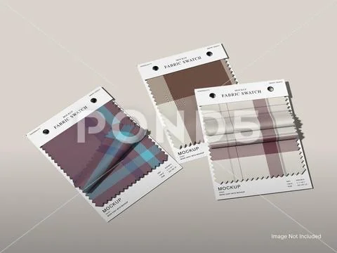 White Blank Fabric Swatch Presentation Mockup 3D Rendering on Gray Background Modello PSD
