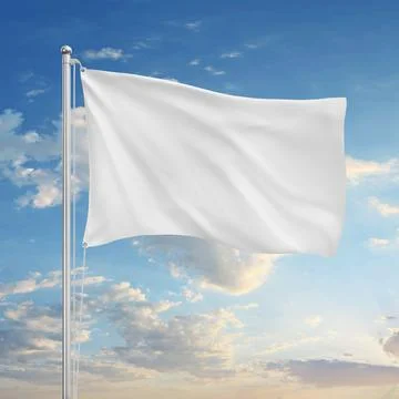 White blank flag isolated on a sky background Stock Illustration