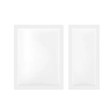 White Blank Foil Pouch Packaging For Salt, Sugar, Sachet Stock Illustration