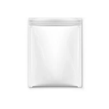 White Blank Foil Pouch Packaging For Salt, Sugar, Sachet Illustrazione stock