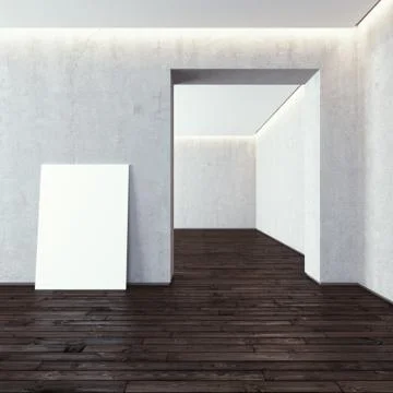 White blank frame in modern gallery 스톡 일러스트