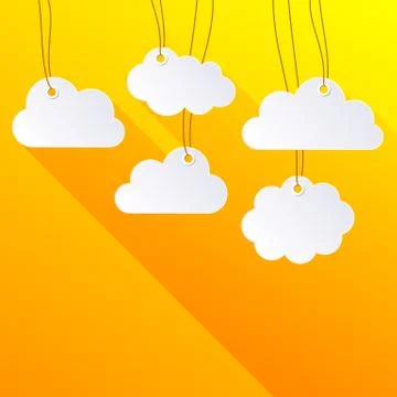 White blank hanging paper clouds Illustrazione stock