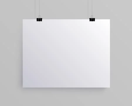 White blank horizontal sheet of paper, vector mock-up Stock Illustration