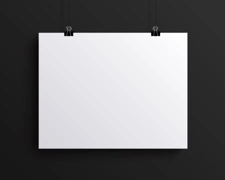 White blank horizontal sheet of paper, vector mock-up Illustration