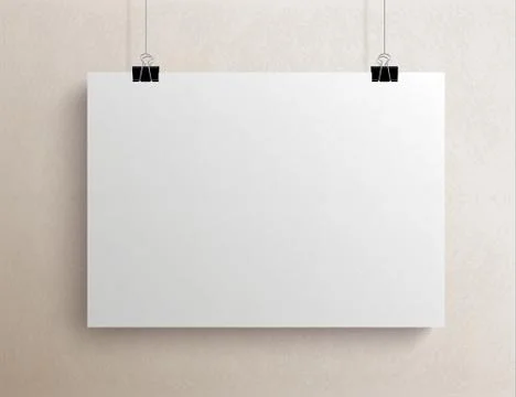 White blank horizontal sheet of paper, vector mock-up Illustration