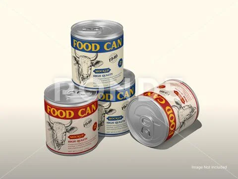 White Blank Label Food Can mockup 3D Redering Stacked Can PSD Template