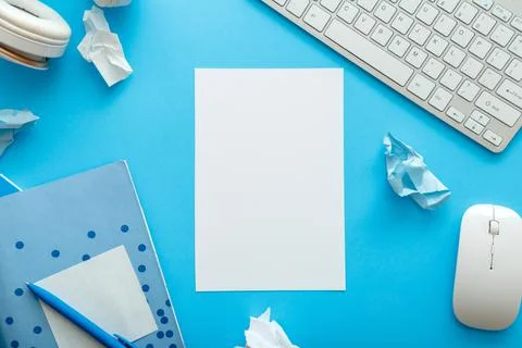 White blank mockup for copy space with frame made from office and school white Stock Photos