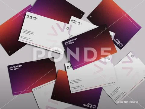 White Blank Modern Business Card Mockup 3D Rendering PSD Template