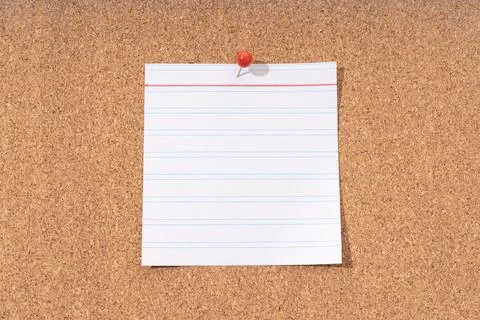 White Blank note on a cork board for adding text and push pin. Mock up Stock Photos