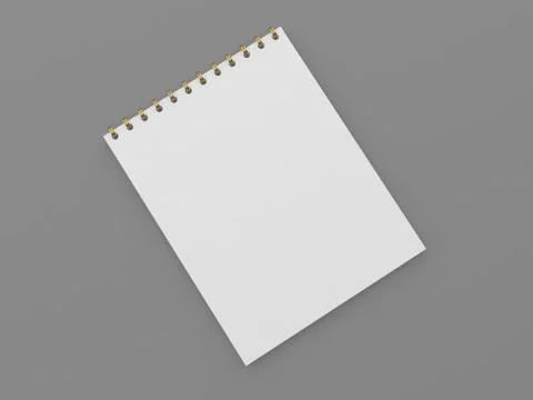 White blank notebook on a gray background. Stock Illustration