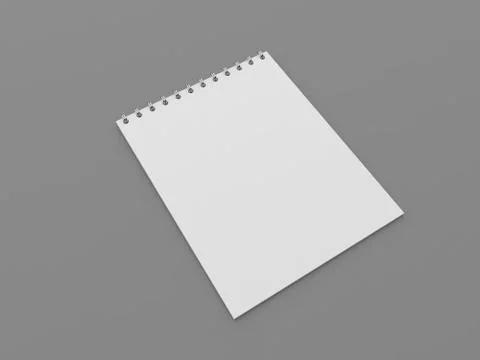 White blank notebook for notes on a gray background. Stock Illustration