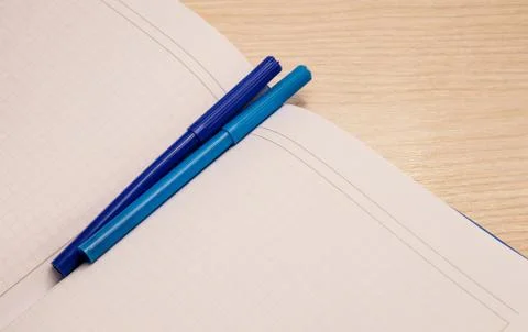 White blank notepad in a cage for recording lies on a wooden background with  Stock Photos