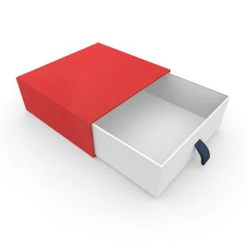 White blank open box covered with a red cloth Stock Illustration