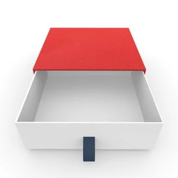 White blank open box covered with a red cloth Stock Illustration