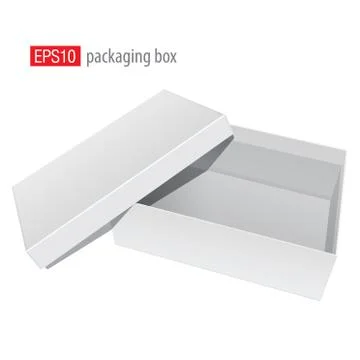 White blank Package Box Opened with the cover removed. 库存插图