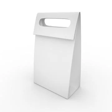 White blank package with handle on white background Stock Illustration