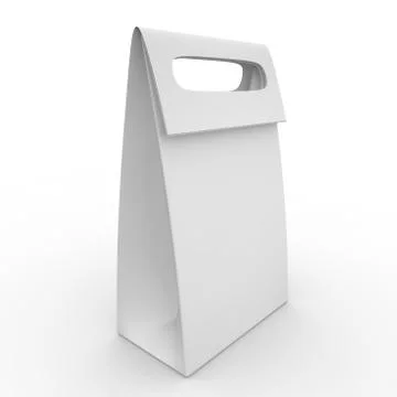 White blank package with handle on white background Stock Illustration