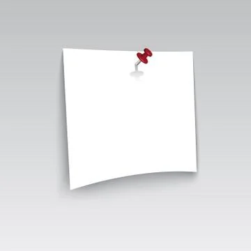 White blank paper attached with red pin. Stock Illustration