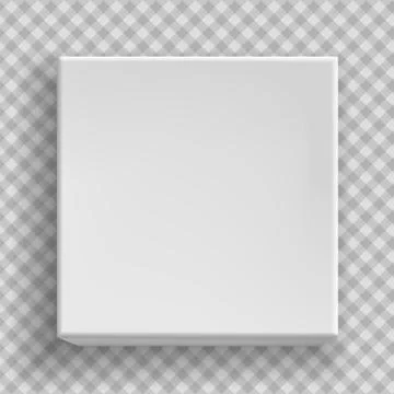 White blank paper box 3d top of view, mockup model is on squared background for Stock Illustration