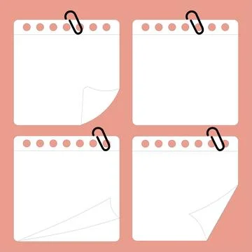 White Blank Paper Memo Notes Set with Black Tape Stock Illustration
