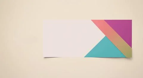 White blank paper page closeup mockup. bright envelope isolated on beige back Stock Illustration