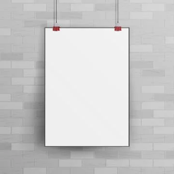 White Blank Paper Wall Poster Mock up Template Vector Stock Illustration