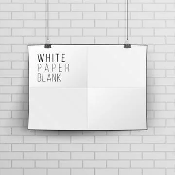 White Blank Paper Wall Poster Mock up Template Vector. Realistic Illustration Stock Illustration