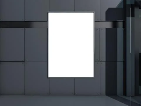 White blank photo frame mockup over background. 3D Stock Illustration
