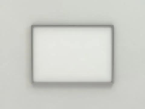 White blank photo horizontal frame mockup over background. 3D Stock Illustration