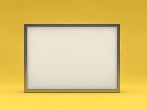 White blank photo horizontal frame mockup over background. 3D Stock Illustration